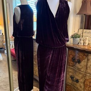 Young Fabulous & Broke Velvet Maxi Dress in Deep Purple with a High Slit